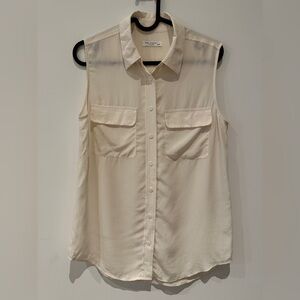 Equipment Sleeveless Ivory Button-Down Shirt